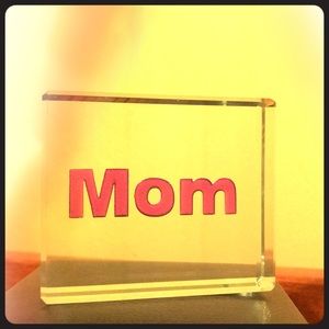 Mom Glass Etched Weighted Sign